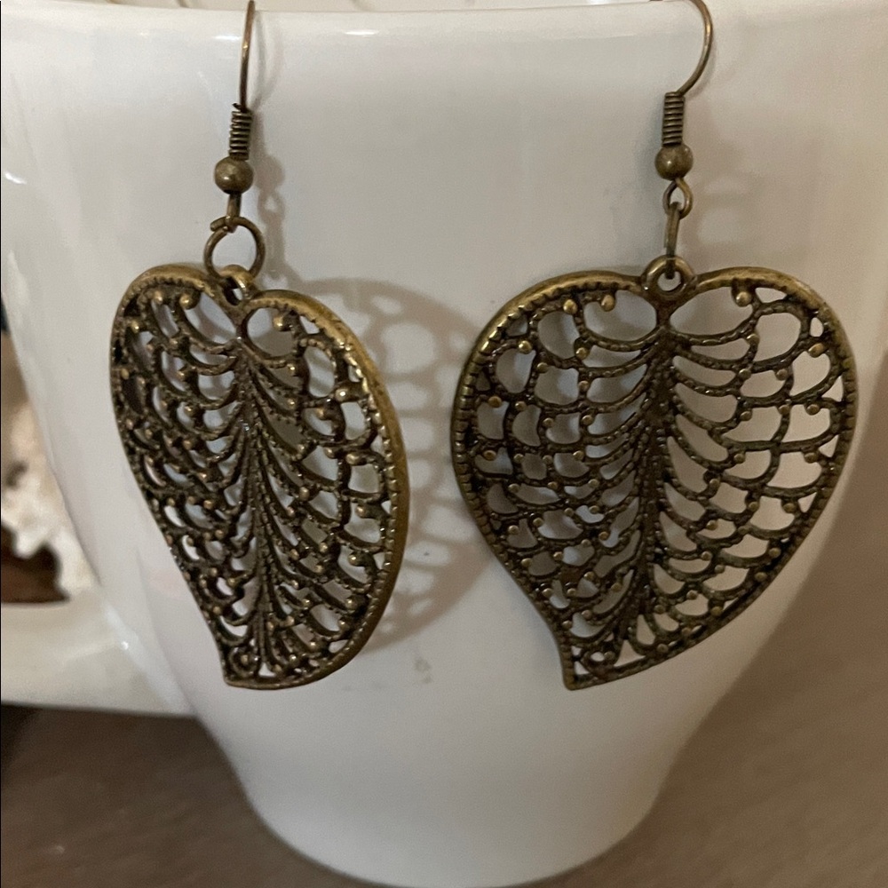 Artisan Bronze Leaf Earrings